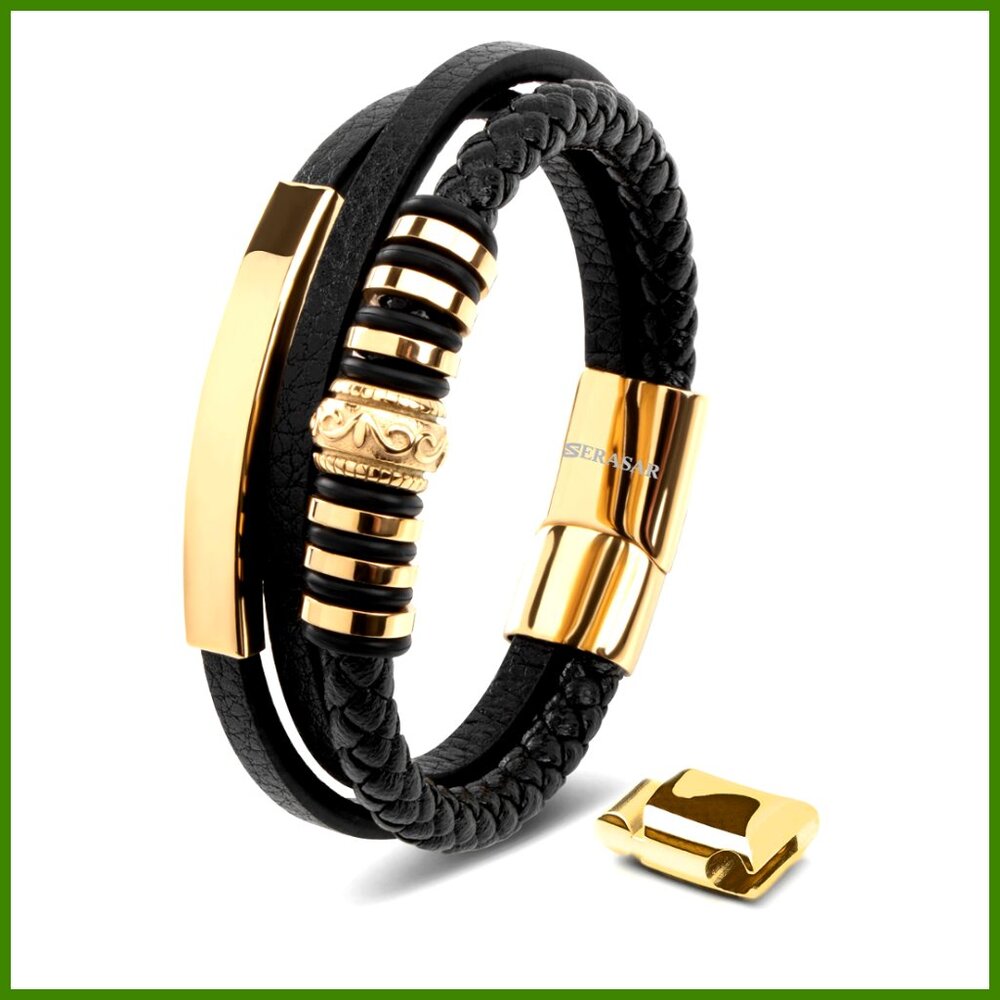 Premium Leather Bracelet With Stainless Steel Magnetic Clasp